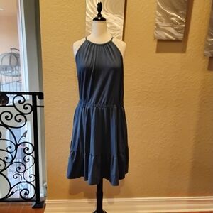 Chic Navy Halter Midi Dress